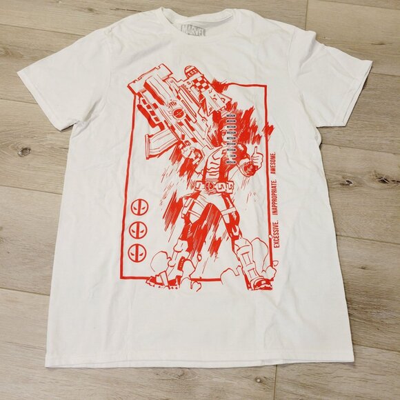 Marvel Deadpool Thumbs Up T-Shirt Tee Men’s Size M White Red - Picture 1 of 4